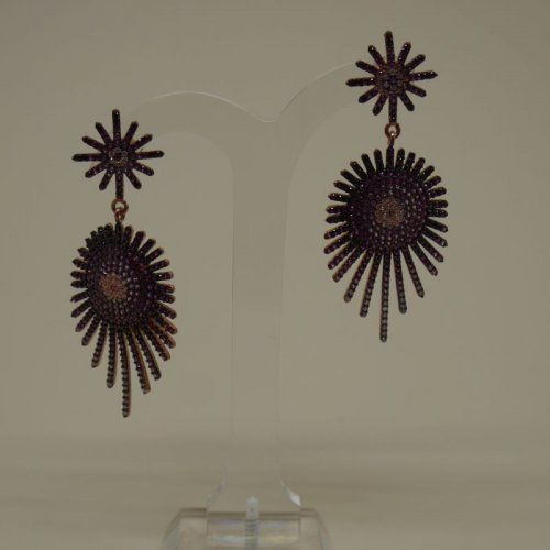 Pendientes de Plata de ley cobriza 925 Mils. largos con circonitas de colores