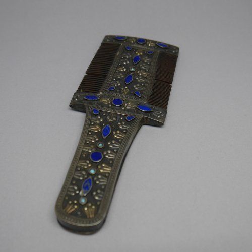 Peine doble Afgano de Plata de ley 925 MIls. y Lapislazuli