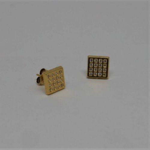 alt=\"pendientes de oro de ley 18 K. con circonitas cuadrados\"