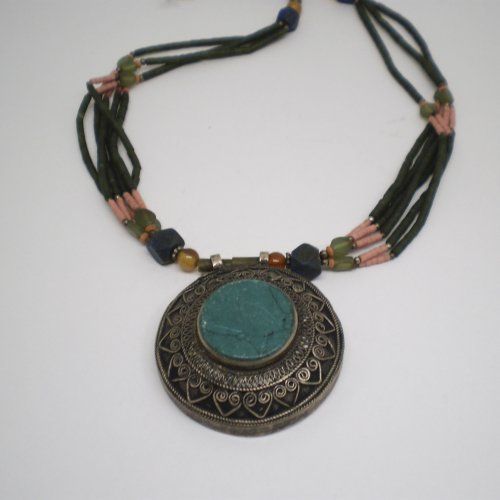 Collar Afgano de alpaca y piedras semipreciosas