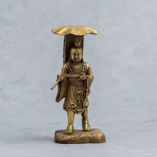 Alt=\"figura bronce monje budista. www.santelmotienda.com\"