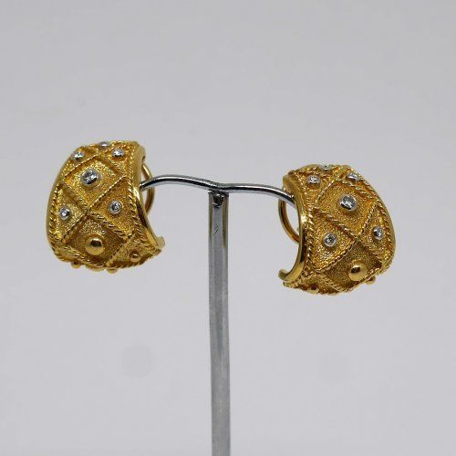 alt:\"pendientes omega oro 18 k. con brillantes. www.santelmotienda.com\"