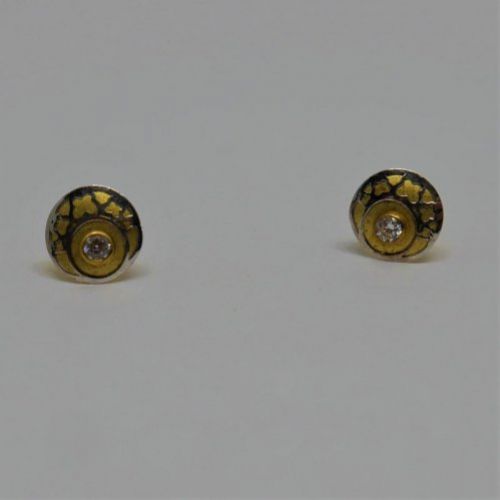 alt=\"pendientes para niña o mujer de oro de ley  18 K. con circonitas redondos\"