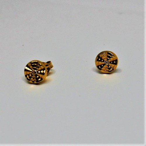 alt=\"pendientes para niña o mujer de oro de ley  18 K. con circonitas redondos\"