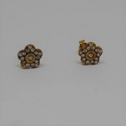 alt=\"pendientes para niña o mujer de oro de ley  18 K. con circonitas\"