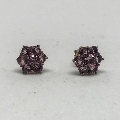 alt=\"Pendientes de oro bajo 9 K. con turbalinas rosas\"