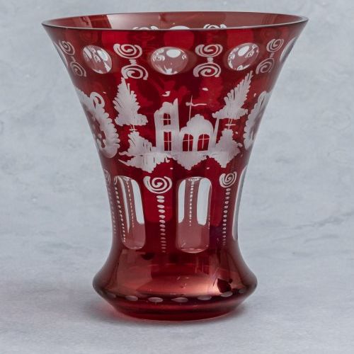 Alt="Jarron cristal bohemia rojo