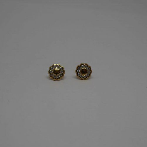 alt=\"pendientes de oro con circonitas para niña o mujer redondos\"