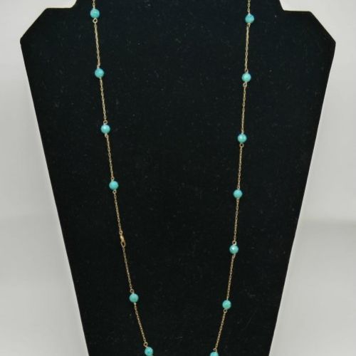 alt=\"Collar de Oro de ley 18 K. con Turquesas facetadas\"