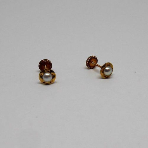 alt=\"pendientes niña de oro de ley 18 K. con perla cultivada Japonesa\"