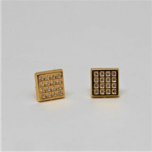 alt=\"pendientes de oro de ley 18 K. con circonitas cuadrados\"