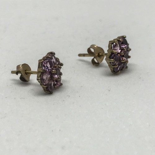 alt=\"Pendientes de oro bajo 9 K. con turbalinas rosas\"